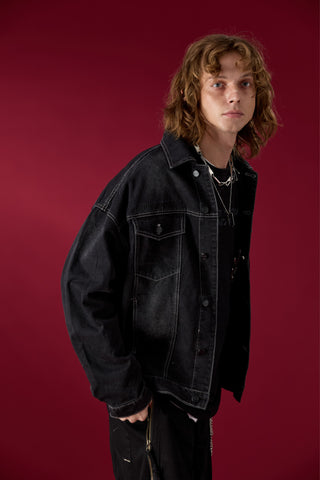 Jack Russel X Junji Ito - Unisex Jackets - Meisterwerk JK-BLOON/BK Terumi Floating Head Oversize Black Jacket