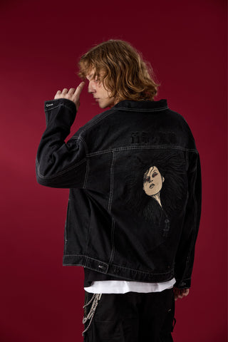 Jack Russel X Junji Ito - Unisex Jackets - Meisterwerk JK-BLOON/BK Terumi Floating Head Oversize Black Jacket