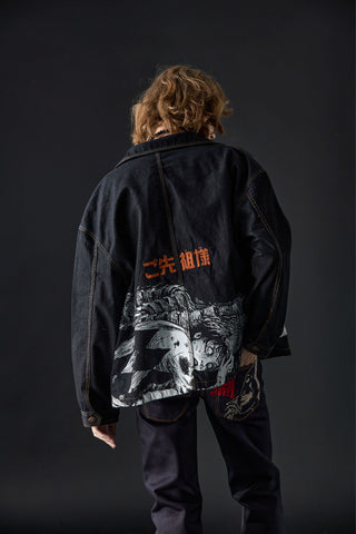 Jack Russel X Junji Ito - Unisex Jackets - Meisterwerk JK-GYO Oversize Midnight Blue Jacket