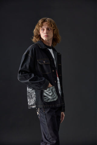 Jack Russel X Junji Ito - Unisex Jackets - Meisterwerk JK-GYO Oversize Midnight Blue Jacket