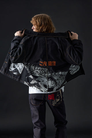 Jack Russel X Junji Ito - Unisex Jackets - Meisterwerk JK-GYO Oversize Midnight Blue Jacket