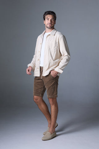 Jack Russel - Men Couduroy Shorts - Handwerk JS-222/LK Slim Fit Light Khaki
