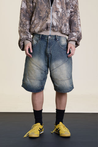 Jack Russel - Men Denim Shorts - Klassik JS-BAGGY Super Baggy Deep Rust Blue Fade