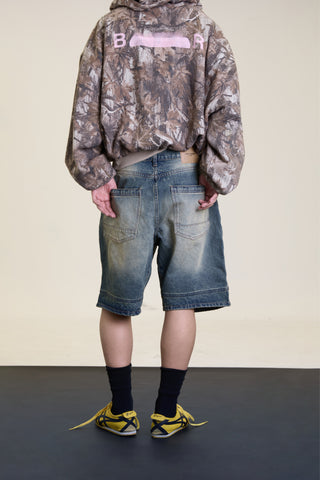 Jack Russel - Men Denim Shorts - Klassik JS-BAGGY Super Baggy Deep Rust Blue Fade