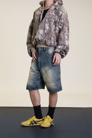 Jack Russel - Men Denim Shorts - Klassik JS-BAGGY Super Baggy Deep Rust Blue Fade