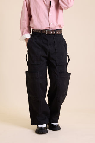 Jack Russel - Men Cargo - Handwerk JF-REN/BK Loose Fit Kangaroo Pocket Black