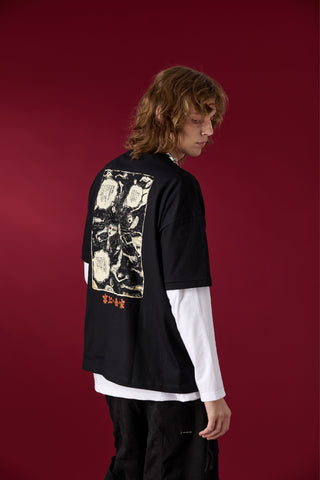 Jack Russel X Junji Ito - Unisex T-Shirts - Handwerk TJ-JUNJI1/BK Oversized Drop Shoulder Black