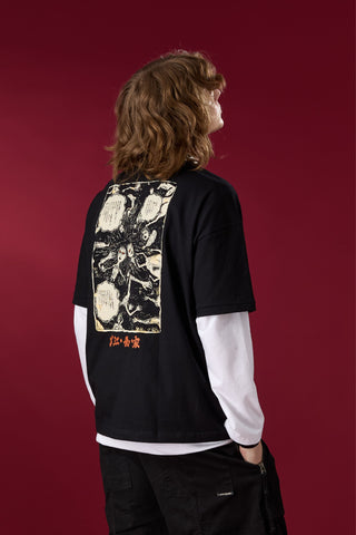 Jack Russel X Junji Ito - Unisex T-Shirts - Handwerk TJ-JUNJI1/BK Oversized Drop Shoulder Black