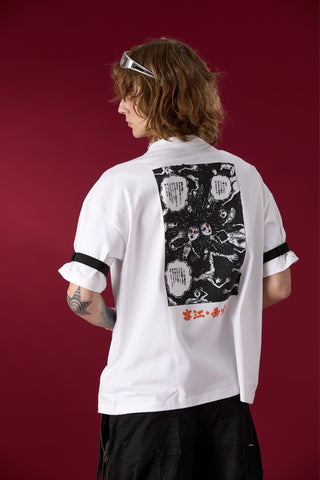 Jack Russel X Junji Ito - Unisex T-Shirts - Handwerk TJ-JUNJI1/WH Oversized Drop Shoulder White