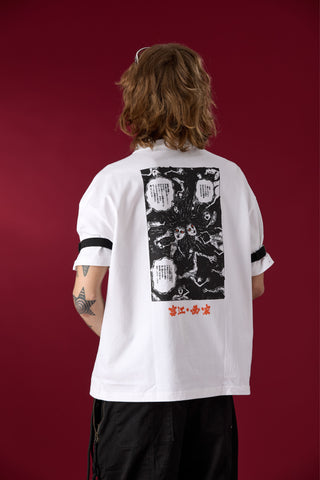 Jack Russel X Junji Ito - Unisex T-Shirts - Handwerk TJ-JUNJI1/WH Oversized Drop Shoulder White
