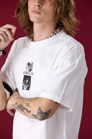 Jack Russel X Junji Ito - Unisex T-Shirts - Handwerk TJ-JUNJI1/WH Oversized Drop Shoulder White
