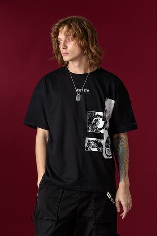 Jack Russel  X Junji Ito - Unisex T-Shirts - Handwerk  TJ-JUNJI4 Oversized Drop Shoulder Black