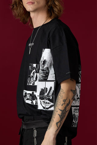 Jack Russel  X Junji Ito - Unisex T-Shirts - Handwerk  TJ-JUNJI4 Oversized Drop Shoulder Black