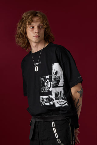 Jack Russel  X Junji Ito - Unisex T-Shirts - Handwerk  TJ-JUNJI4 Oversized Drop Shoulder Black