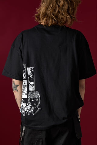 Jack Russel  X Junji Ito - Unisex T-Shirts - Handwerk  TJ-JUNJI4 Oversized Drop Shoulder Black