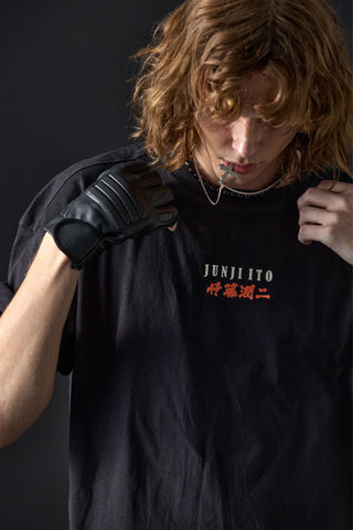 Jack Russel X Junji Ito - Unisex T-Shirts - Handwerk  TJ-JUNJI5 Oversized Drop Shoulder Black
