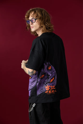 Jack Russel X Junji Ito - Unisex T-Shirts - Handwerk  TJ-JUNJI7 Oversized Drop Shoulder Black