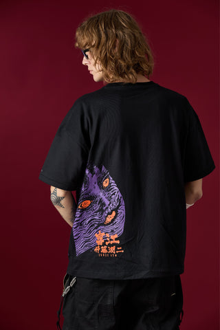 Jack Russel X Junji Ito - Unisex T-Shirts - Handwerk  TJ-JUNJI7 Oversized Drop Shoulder Black