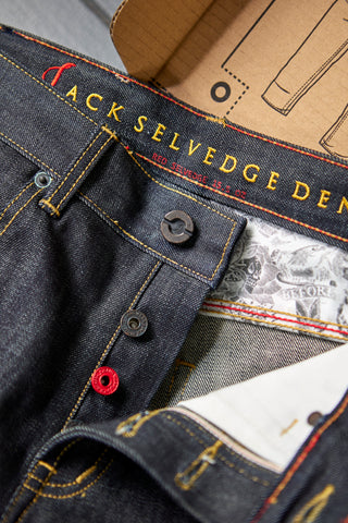 JACK RUSSEL กางเกงยีนส์ผู้ชายผ้าดิบ ทรงสลิม SLIM-FIT รุ่น J-RIM1 DENIM กางเกงยีนส์แจ็ครัสเซล Jack Russel Jeans