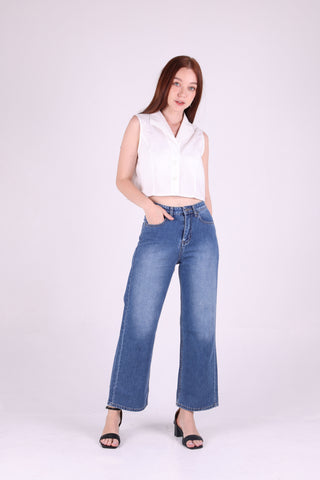 JACK RUSSEL กางเกงยีนส์ผู้หญิง ทรง Wide Leg รุ่น JF-125/DB กางเกงยีนส์แจ็ครัสเซล Jack Russel Jeans